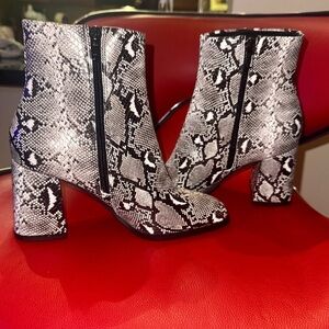 Steve Madden Snakeskin Ankle Boots - Black and White NWOT